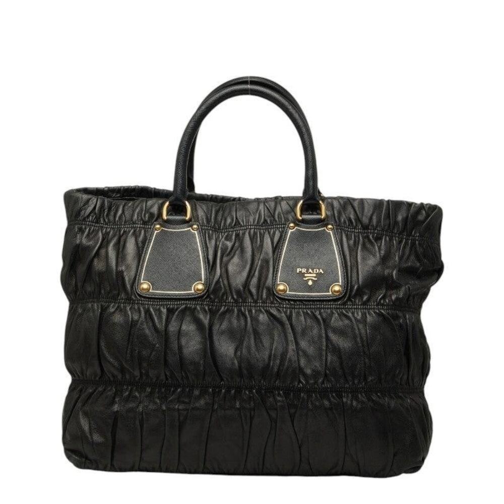 Prada Leather Gaufre Tote Bag Saffiano Black